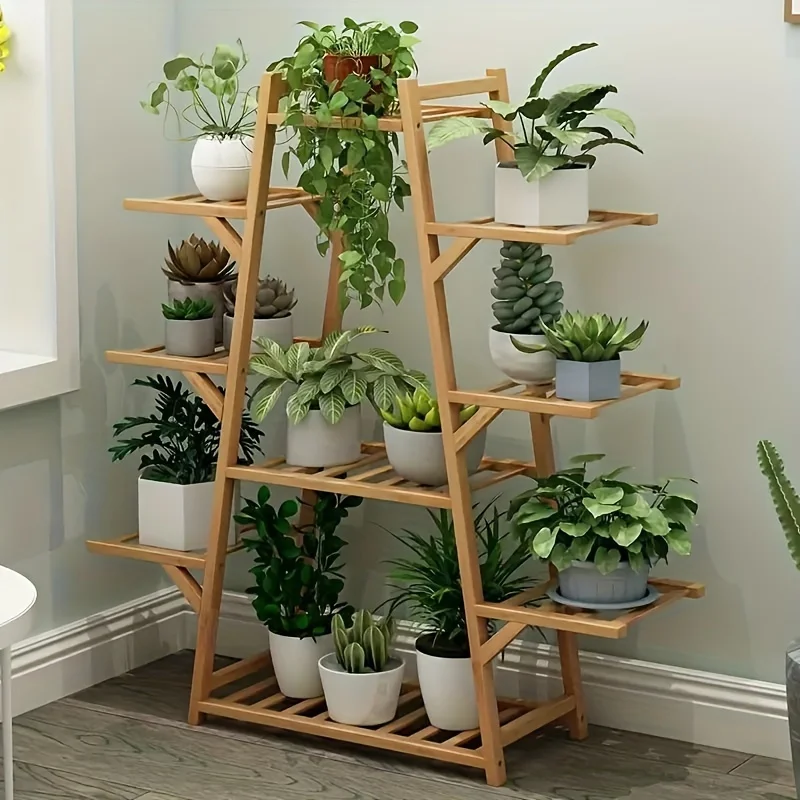 1pc Balcony Flower Rack Storage Rack Indoor Succulent Climbing Flower Rack Plant Planter Rack Modern Living Room Floor Stand