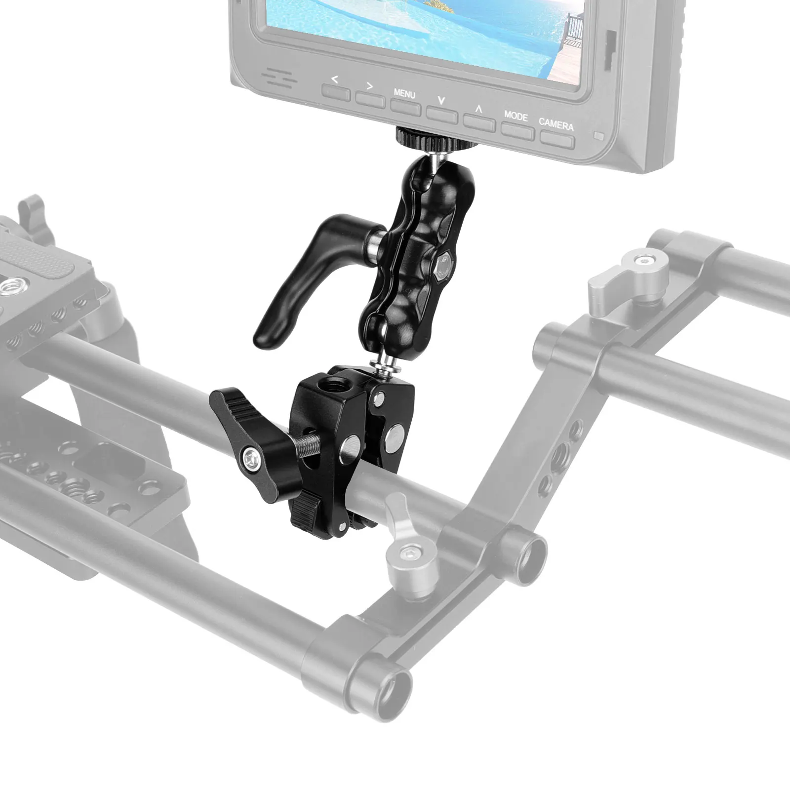 Kayulin Double 1/4" Ball Head Support Holders With + Super Crab Gripper Clamp Universal Use For DSLR Camera Flashlight / Monitor