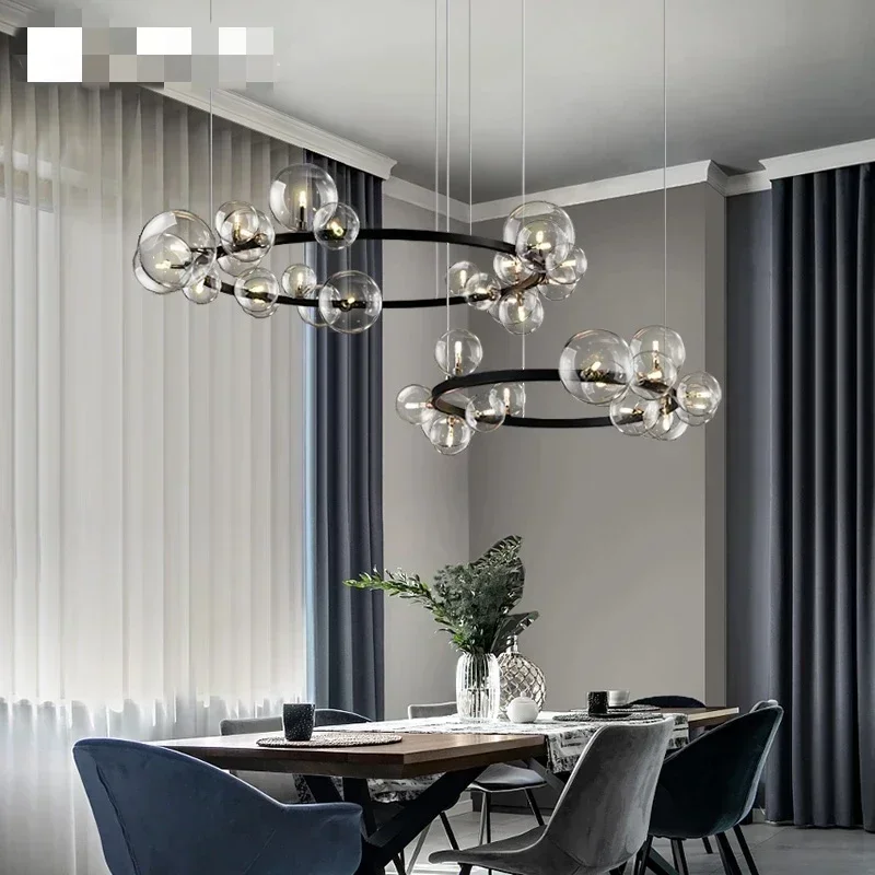 Imagem -04 - Nordic Glass Ball Chandelier For Dining Room Luz Pequena Bolha Cabeceira do Quarto Sala de Estar