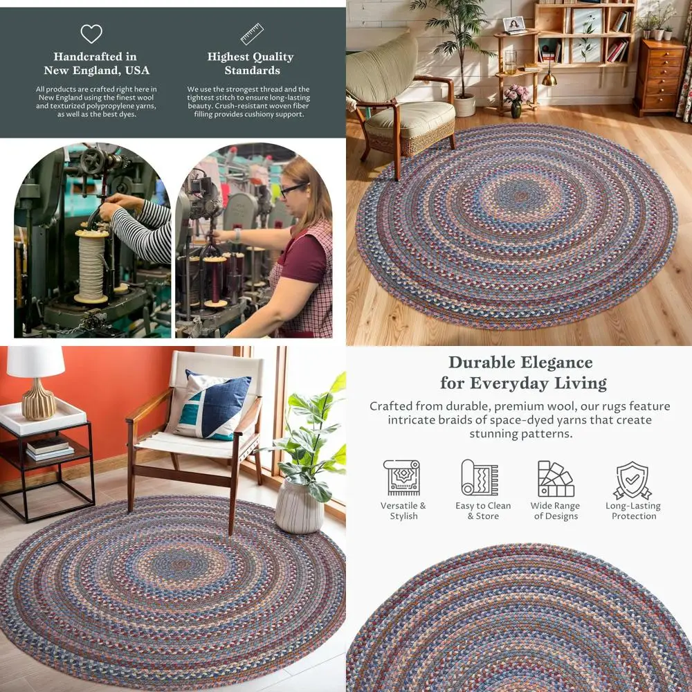 

Blue Dragon 8' Round Braided Rug - Home Decor, Floor Mat, Bedroom - Easy Care, Ideal for High Traffic Areas