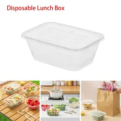 New Food Grade Soup Bowl Disposable Lunch Boxs Thick Transparent Rectangular Lunch Box Kitchen Accessories with Lid Plastic Bowl