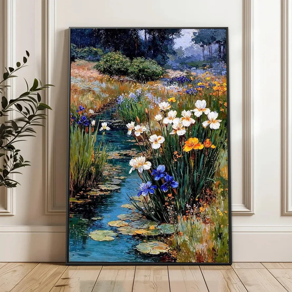 Impressionism Paintings Water Lilies Poster Print For Living Room Home Decor Abstract Flowers Canvas Painting Wall Art Mural