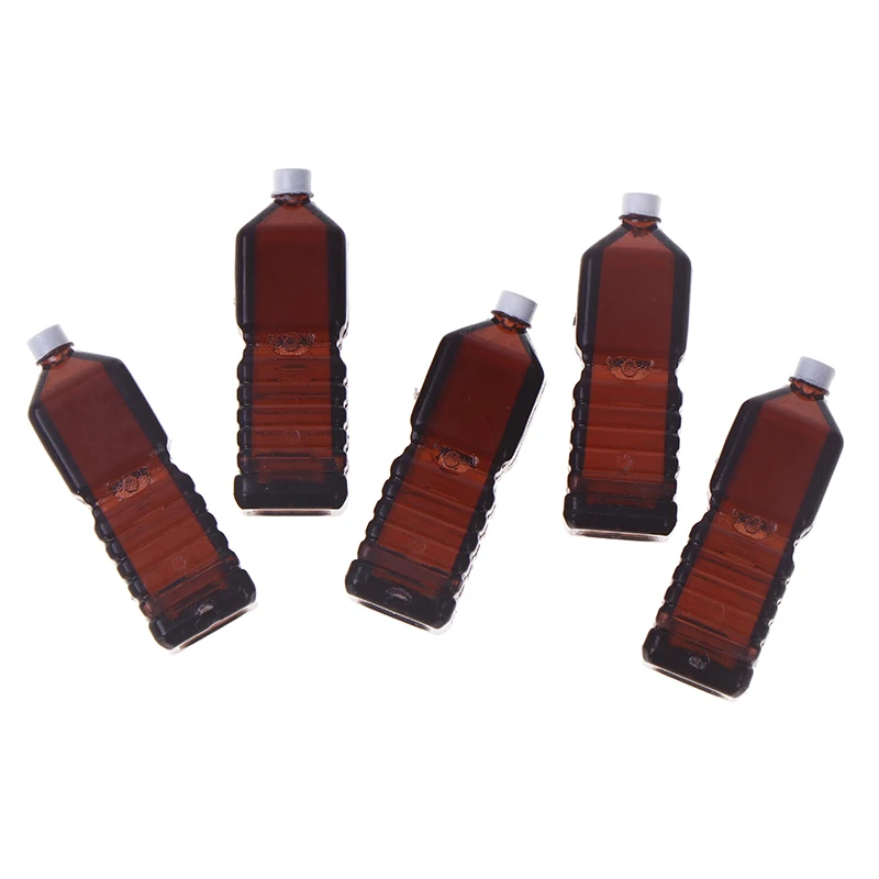 5Pcs Dollhouse Miniature Brown Mineral Water Bottles Drink Bottle Doll Mini Accessories Playing House Decorative Toy Props