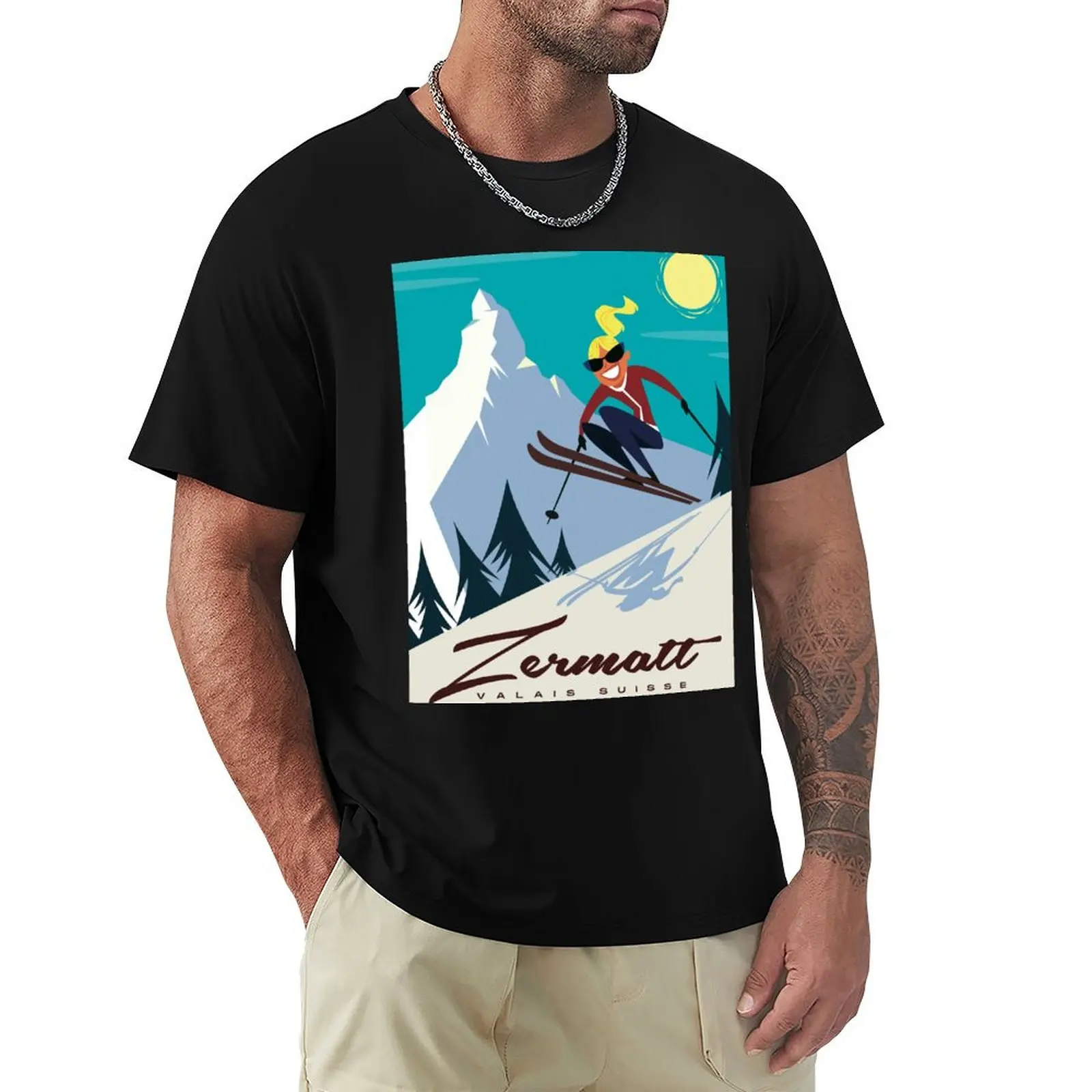 

Zermatt Ski Poster T-Shirt Sweat Resistant Workout Tee Shirt