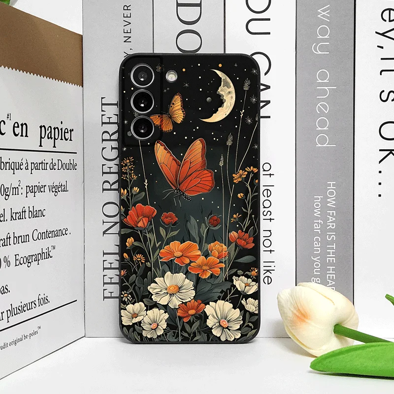 الجمالية القمر فراشة زهرة جراب هاتف لجوجل بكسل 9A 8A 7A 6 A 7 PRO 8 9 Pro XL 5G للصدمات لينة غطاء متجمد قذيفة