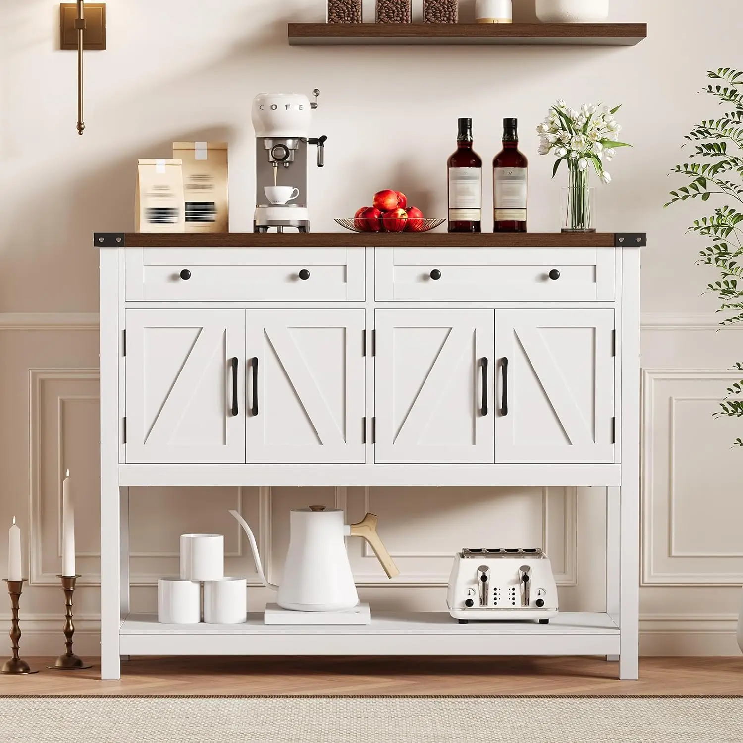 Buffet Sideboard Cabinet w/ Storage, 47.2