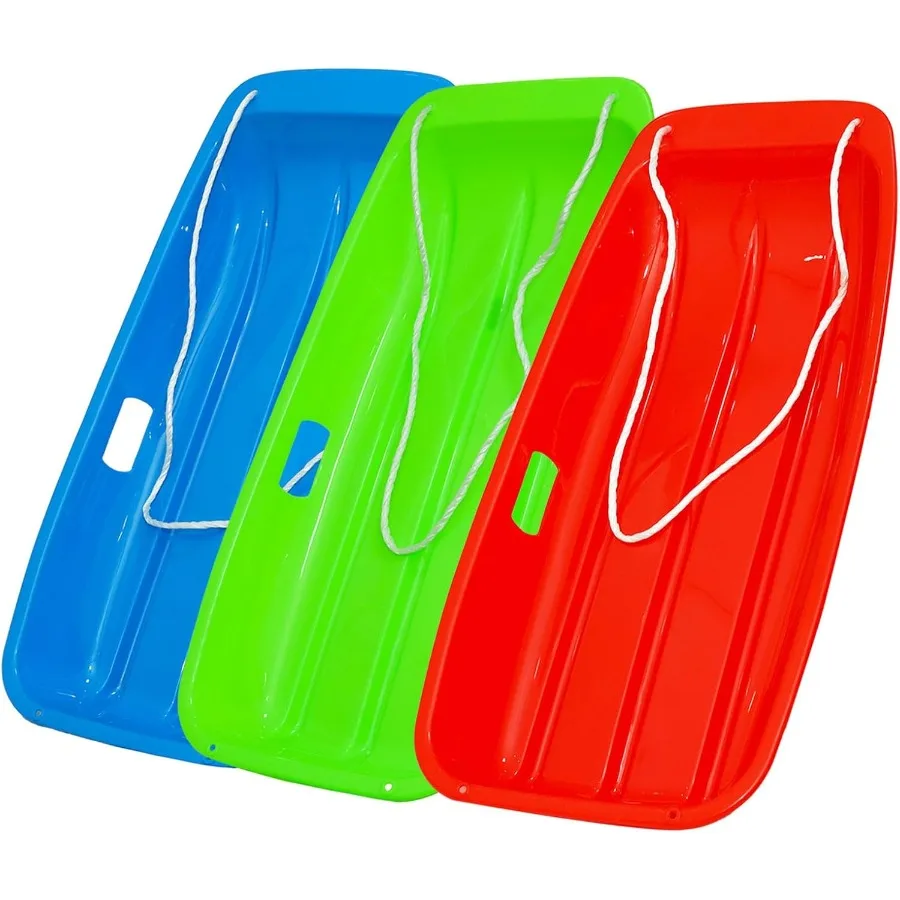 

35 Inch All-Season Snow Sled 2-Person Heavy Duty Plastic Toboggan with Pull Rope 2 Handles Reinforced Structure Wider and Thick