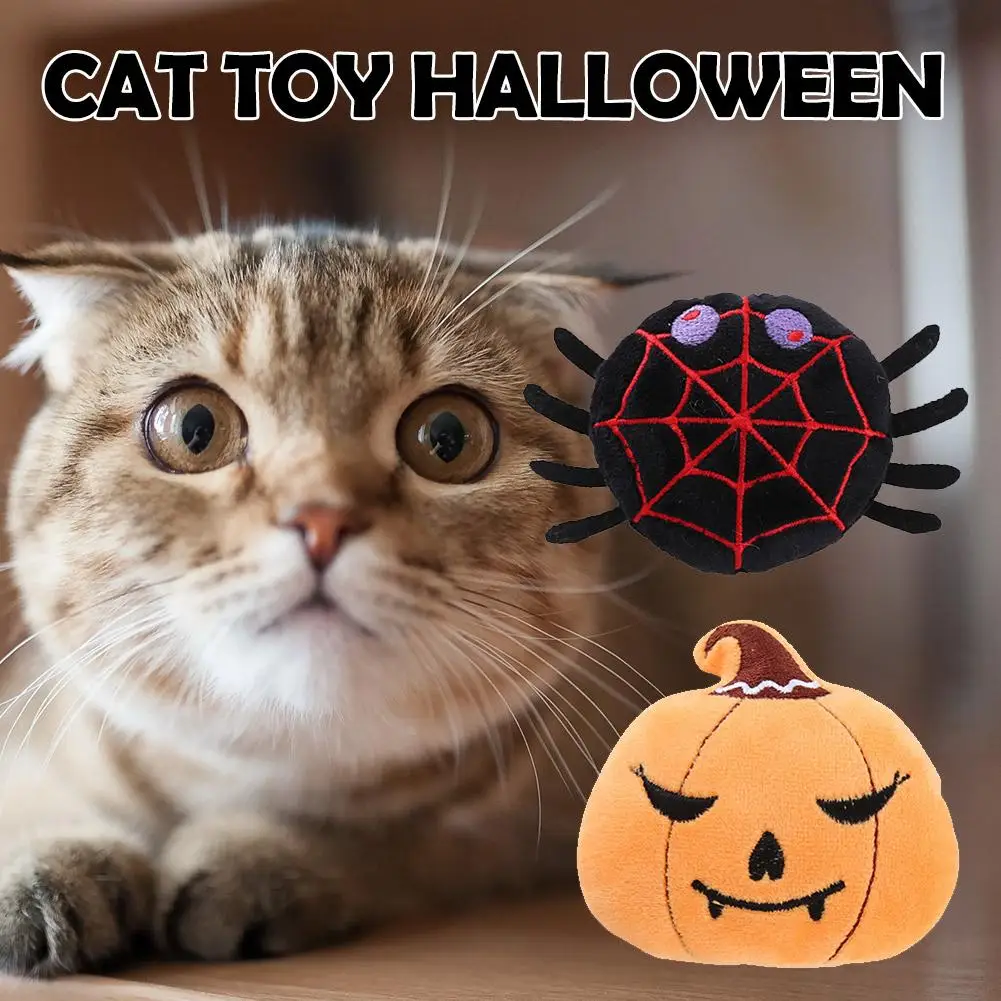 Pet Toys Halloween Pumpkin Spider Shaped Plush Self-Entertainment Dog Cat Pumpkin Up Creative Dolls Toys Holiday Dress D0R7