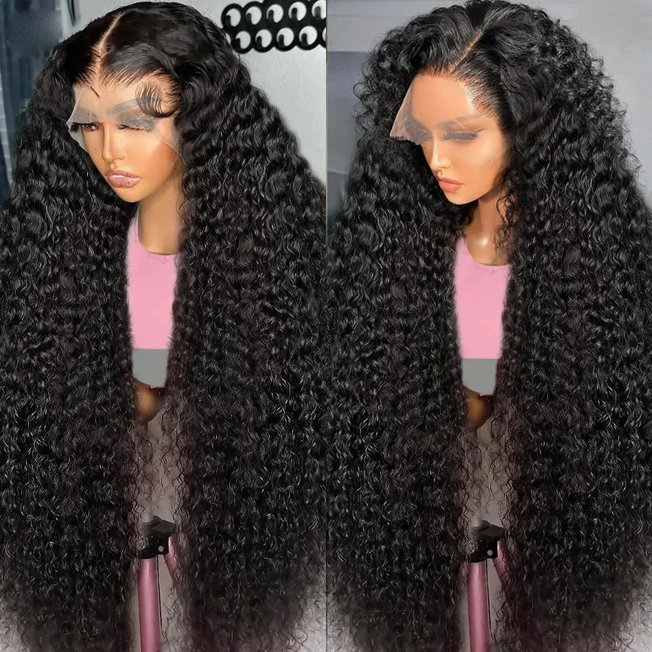 250 Density 13x4 Lace Front Wig Curly 30 40 Inch Loose Deep Wave 13x6 HD Transparent Lace Frontal Human Hair Wig For Women