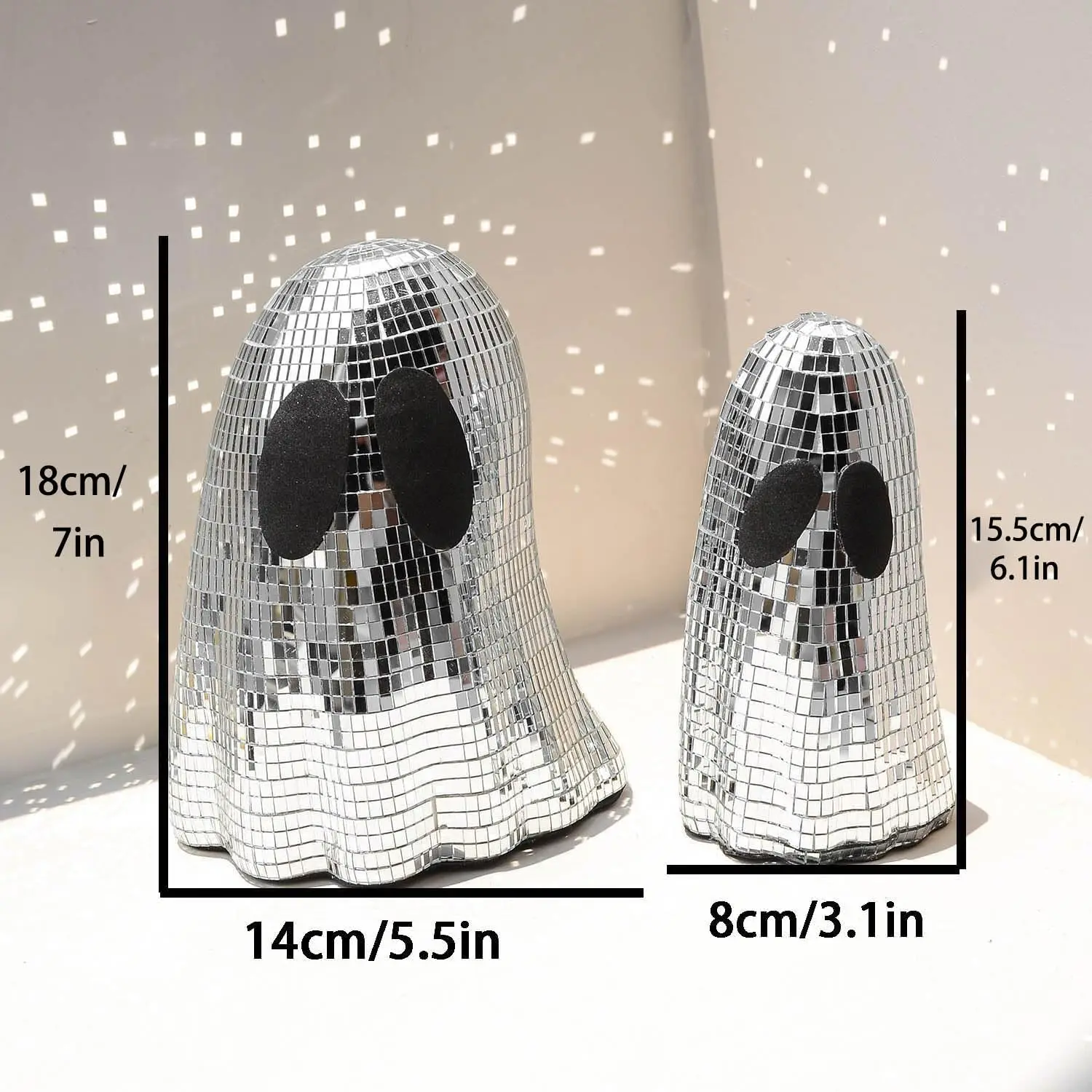 Halloween Disco Ghost Decor Ghost Disco Ball Table Decoration Halloween Tiered Tray Decor for Props Home Tabletop Decorations