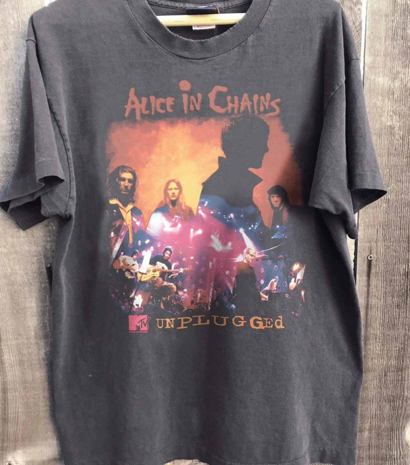 Camiseta Unissex Preta de Algodão Alice In Chains MTV Unplugged 1996, Estilo Streetwear Vintage, Camiseta Masculina Oversized
