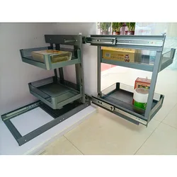 Drawer style storage rack tempered glass at the corner of the cabinet fully pull-out basket built-in kitchen