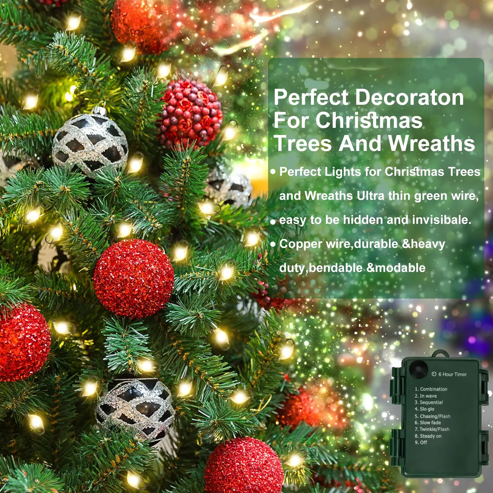 1000 المصابيح الأخضر سلك العنقودية عيد الميلاد الجنية ضوء الديكور في الهواء الطلق جارلاند سلسلة أضواء عطلة الإضاءة حفلة السنة الجديدة