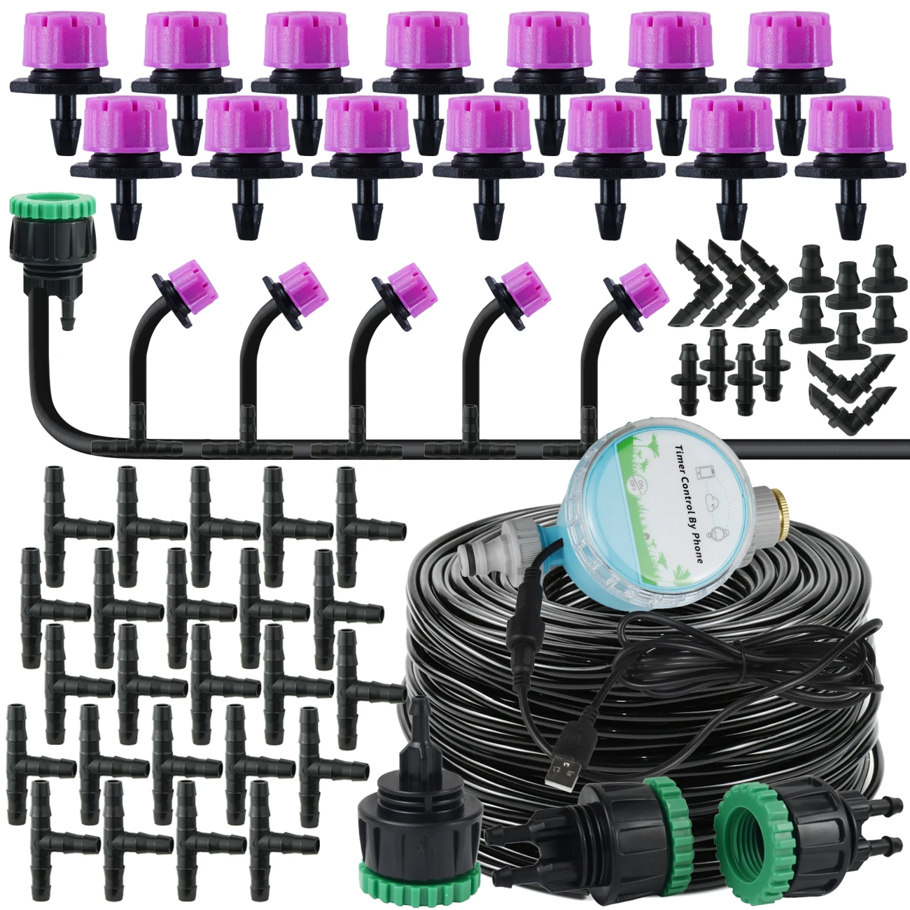 

5M-50M Automatic Watering System Kit 1/4'' 4/6mm hose Garden Micro Drip Irrigation Dripper Pot Bonsai Vegetable Greenhouse DIY