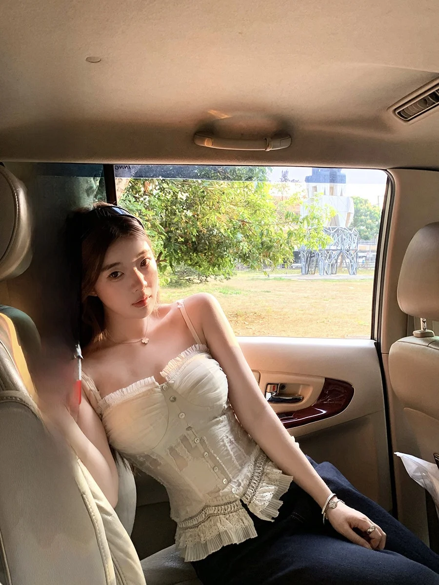 

Майка-топ Sweet Dr Ballet с кружевной отделкой, женская летняя облегающая майка без бретелек с вкладышами для груди и рюшами, верхняя одежда