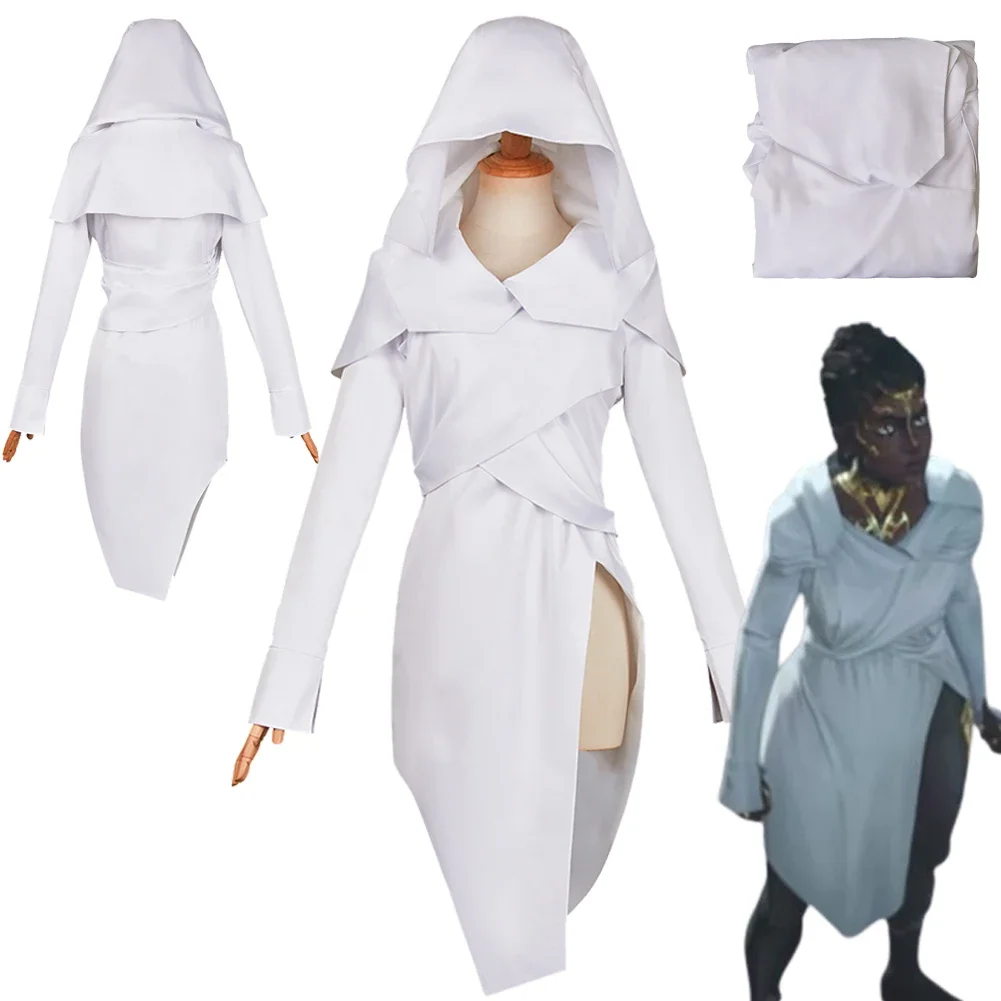 

Arcane Mel Cosplay Fantasia Costume White Slit Dress Disguise For Girls Women Adult Halloween Carnival Party Suit