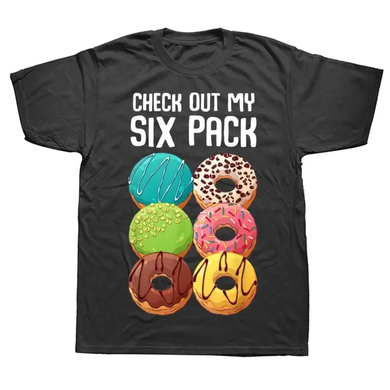 Funny Check Out My Six Pack Donut Funny Gym T Shirts Summer Style Streetwear Short Sleeve Birthday Gifts T-shirt Mens 42843