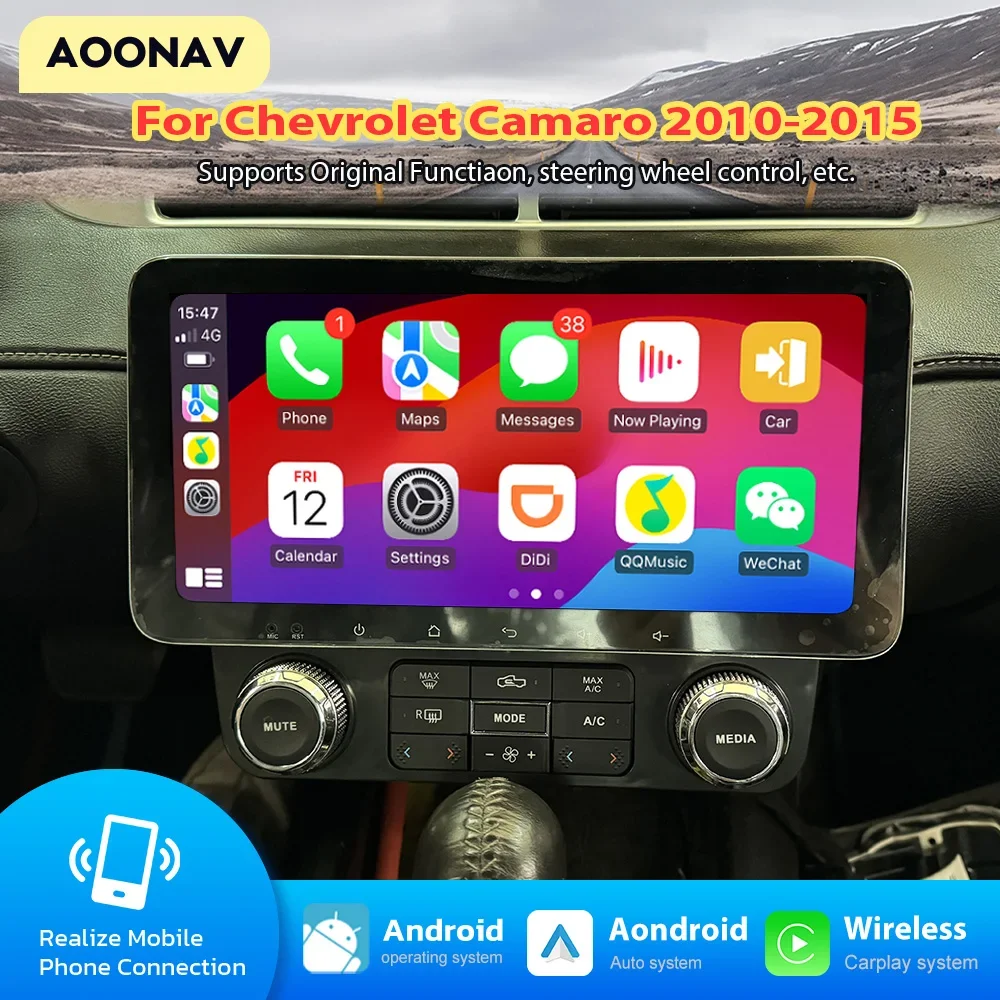 

Автомобильный радиоприемник AOONAV Android 13 для Chevrolet Camaro 2010-2015 Carplay плеер GPS-навигация мультимедийный сенсорный экран головное устройство