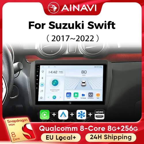 Reproductor Multimedia para coche Ainavi para Suzuki Swift 2017 2018 2019 2020 2021 inalámbrico Carplay Android Auto 4G Wifi 2din