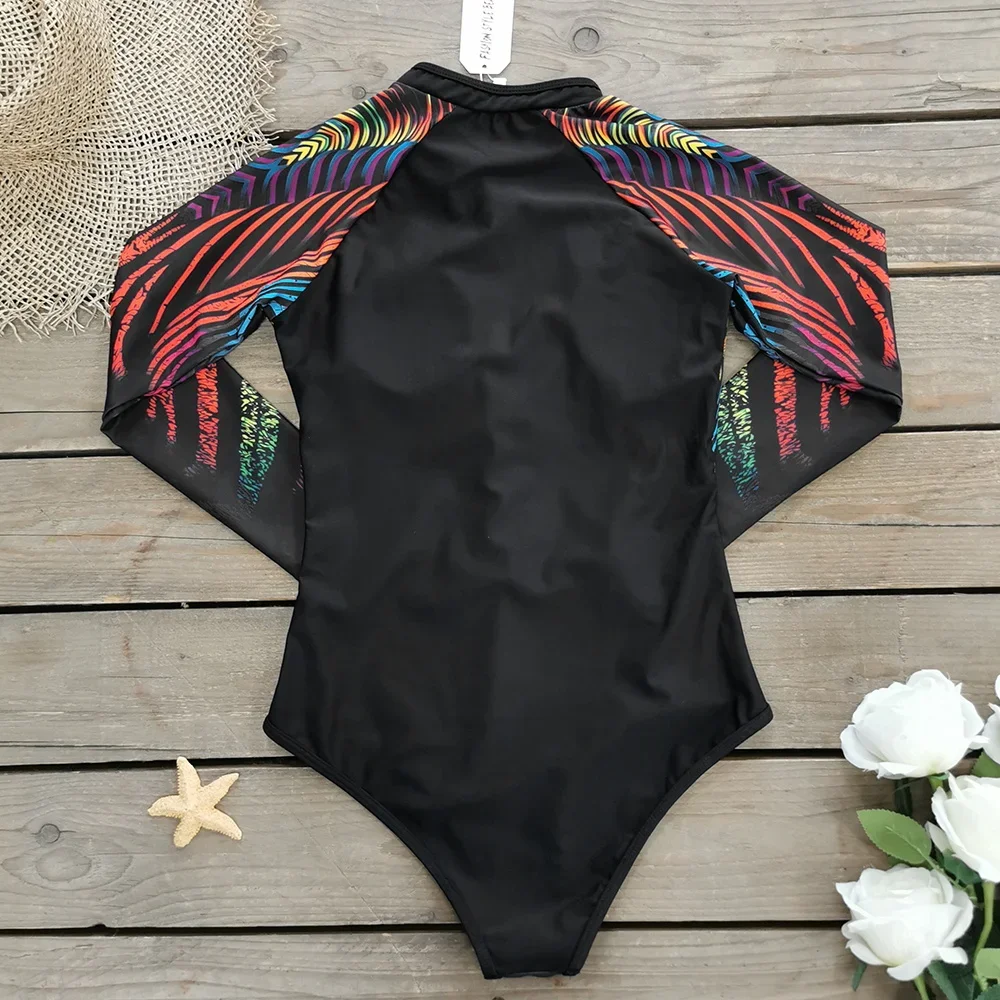 2024 Surfing Sport Swimsuit One Piece Long Sleeves Women Swimwear Skeleton Zipper High Quality Bath Suit Halloween Costumes image 6