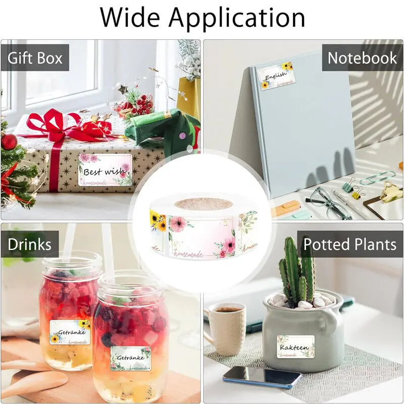 500pcs/Roll Flowers Blank Labels Kitchen Handwritten Date Stickers Food Storage Sealing Sticker Gift Decoration Sticker 3*5cm
