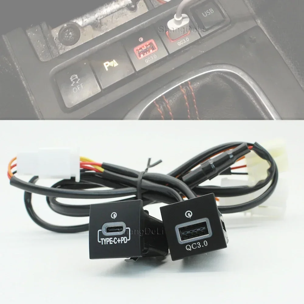 Cargador USB de coche PD carga rápida QC3.0 adaptador de carga de teléfono botón de salida para Volkswagen Golf 6 Jetta 5 Scirocco 2006-2012