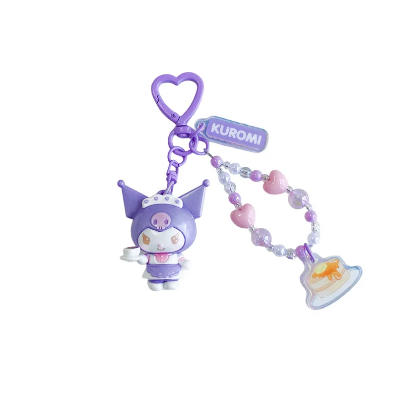 New Sanrio Kawaii Hello Kitty Coffee Shop Series Keychain Japanese Cartoon Kuromi Melody Bag Pendant Car Key Accessories view 5