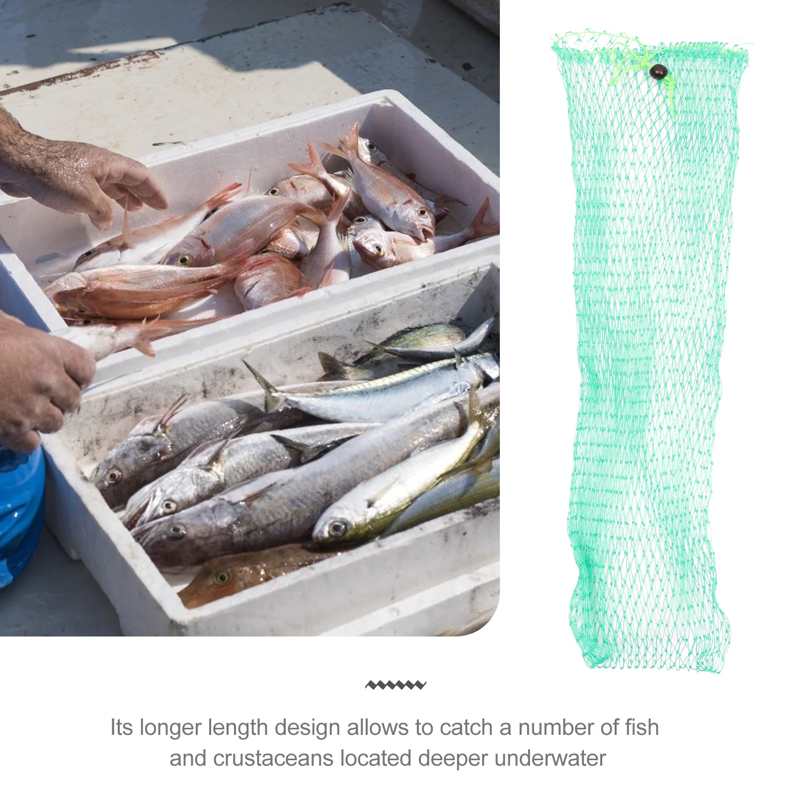 

2Pcs Woven Mesh Bag Large Fishing Landing Net -Resistant Material Secure Drawstring Design Ideal for Catching Fish in