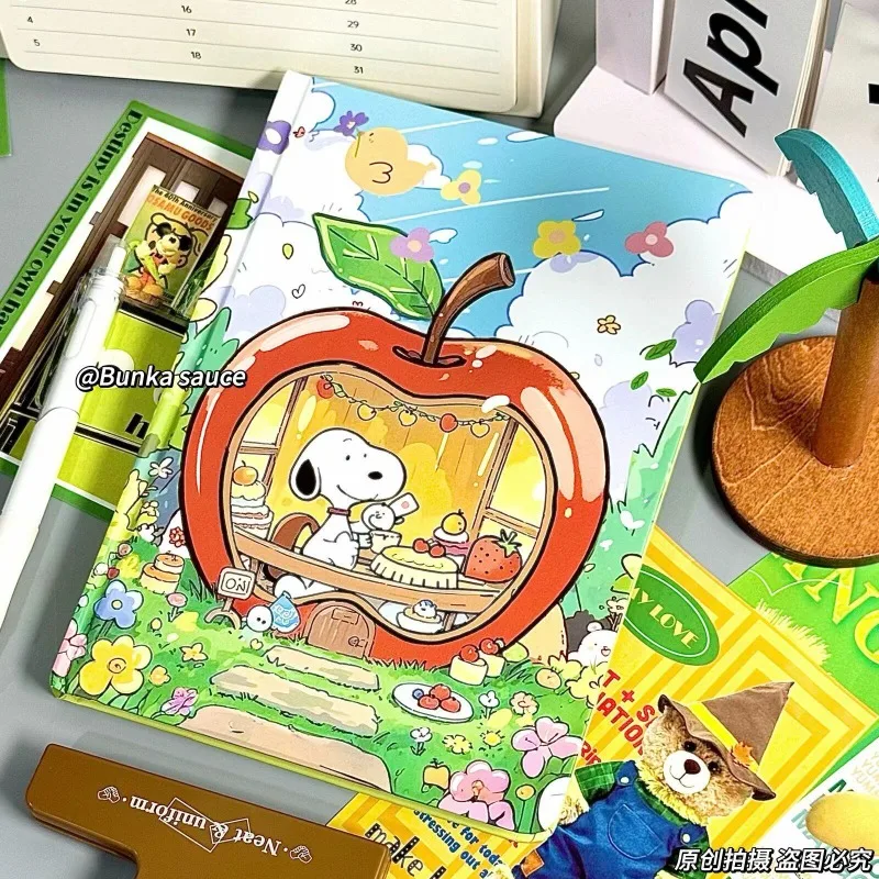 Snoopy Cartoon Anime Painted Inner Pages Hardshell Notebook Full A5 Notebook Student Hand drawn Cute High Beauty Printed Ledger