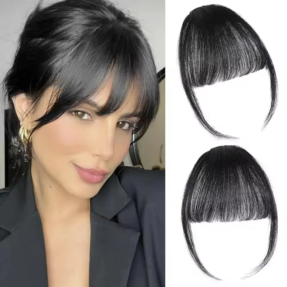 

Synthetic Air Bangs Hairpiece Women Mini Fake Bangs Black Brown Hairpiece Extension For Girls