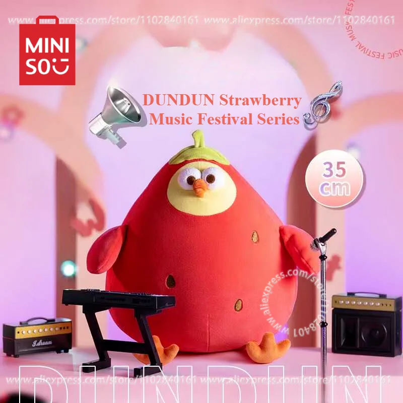 

MINISO DUNDUN клубника музыкальный фестиваль серия кавайная пушистая Кукла Детская игрушка милая декоративная подушка периферические модели украшения