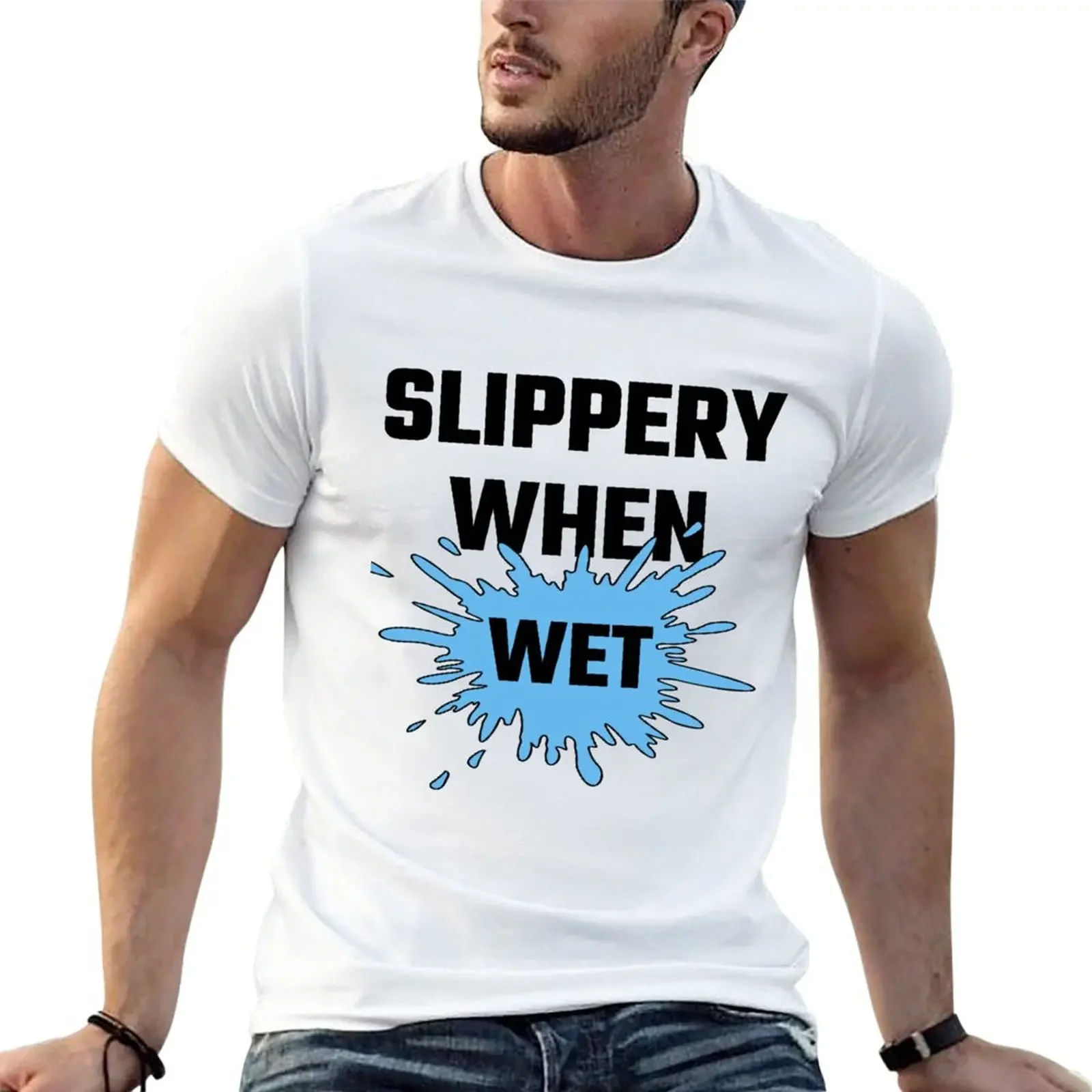 

New Slippery When Wet T-Shirt cute tops hippie clothes mens t shirt graphic