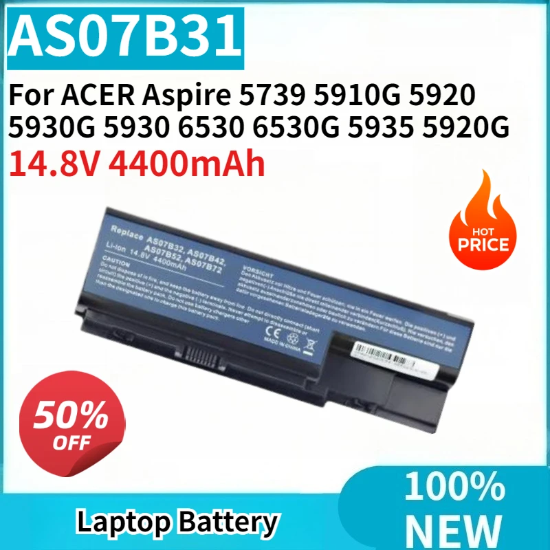 

Новая батарея для ноутбука AS07B31 14.8V 4400mAh высокого качества для ACER Aspire 5739 5910G 5920 5930G 5930 6530 6530G 5935 5920G AS07B51
