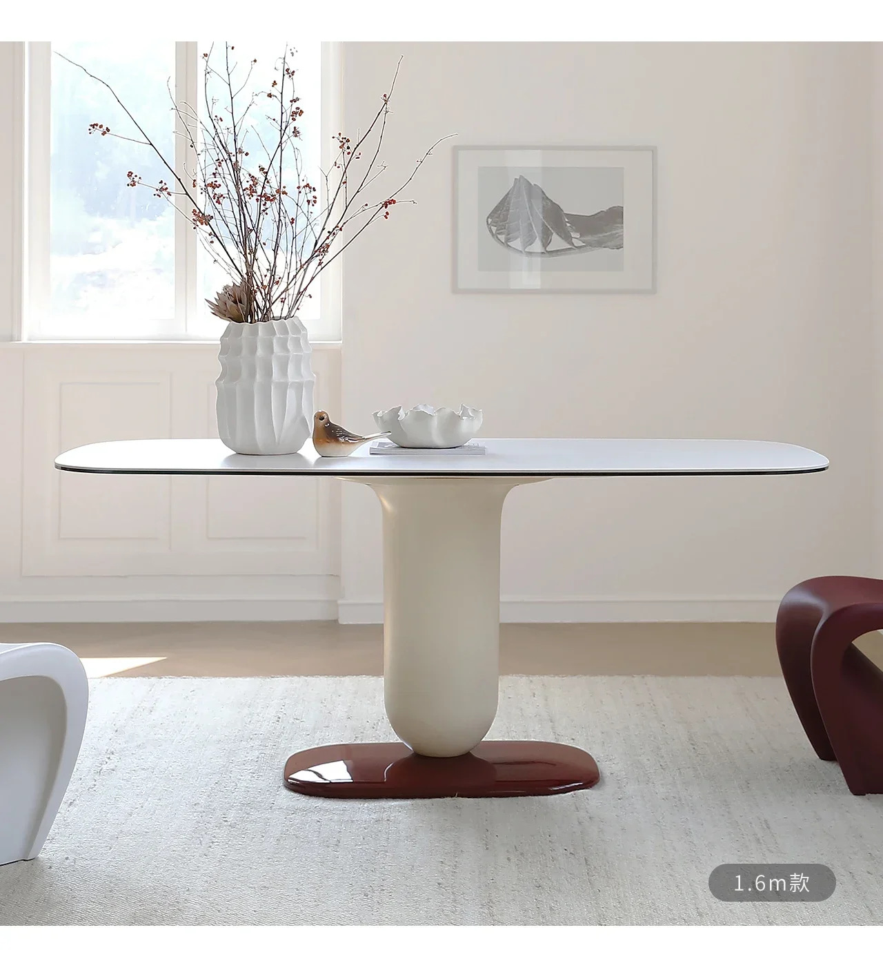 Rock slab rectangular dining table simple household table and chairs