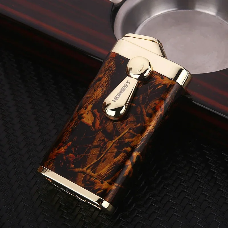 HONEST High-end Cigar Special Lighter Butane Inflatable Direct Injection Windproof Metal Rocker Machine Creative Boyfriend Gift