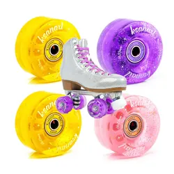 Lot de 4 roues de patin à roulettes avec roulements installés, 58mm x 032mm, 8 pipelines, pour patinage double nucléopatinage, façades et skateboard