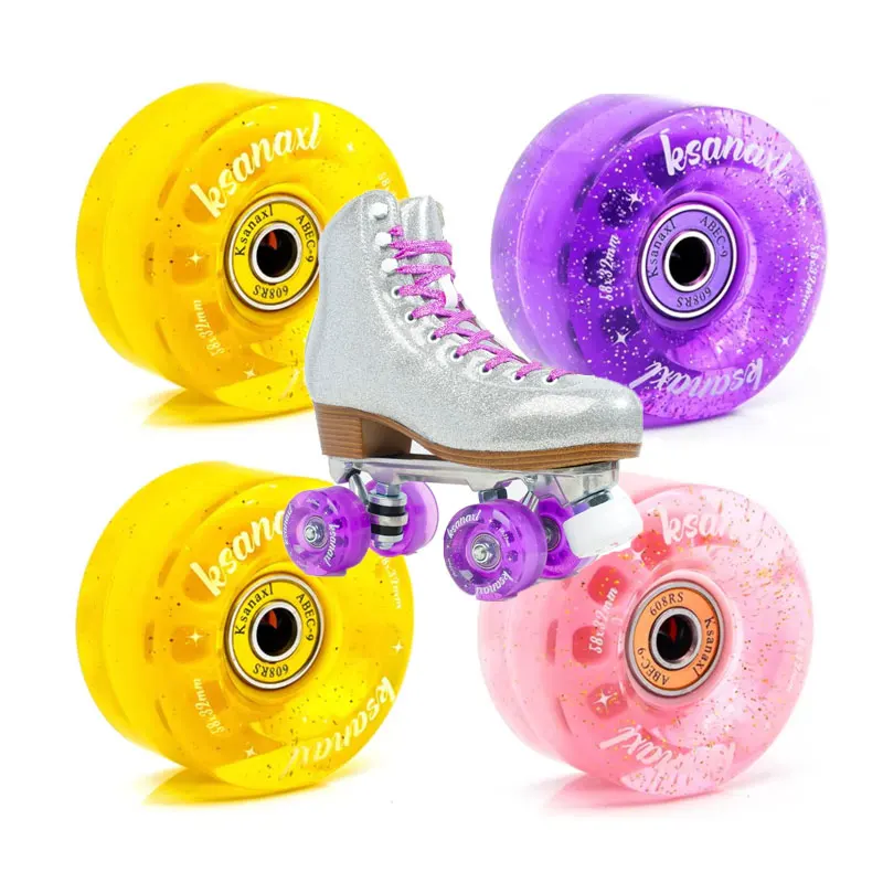 4 szt. 58 mm x 032 mm 82A Zestaw kółek do rolek z włożonymi łożyskami do jazdy na rolkach dwurzędowych, czterorolkach i deskorolce