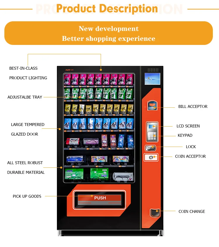 Cold Beverage Drink Mechandiser Glass Front Combo Vending Machine