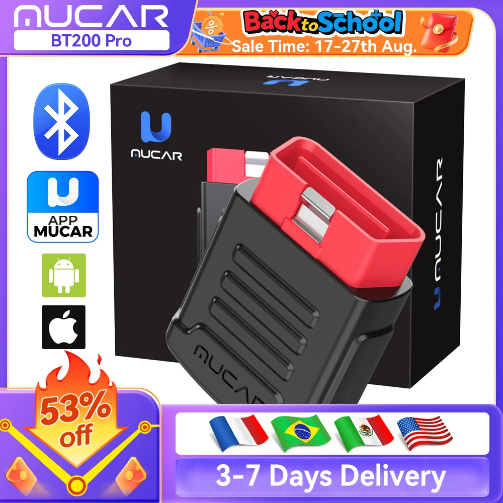 

MUCAR BT200 & BT200 Pro Obd2 Автомобильные диагностические инструменты BT200 Bluetooth obd2 Сканер Auto All Systems Diagnose 15 Reset Mechanic Tool