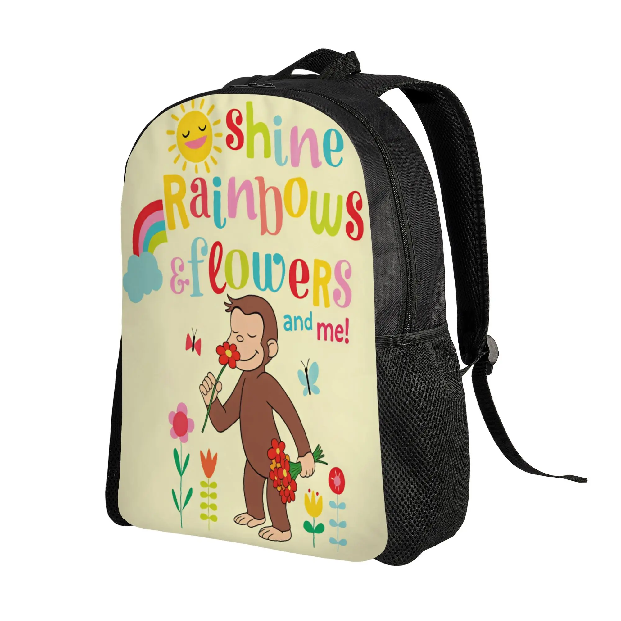 Curious George Monkey Backpack  Trekking Backpacks Female Pretty School Bags Designer Print Rucksack