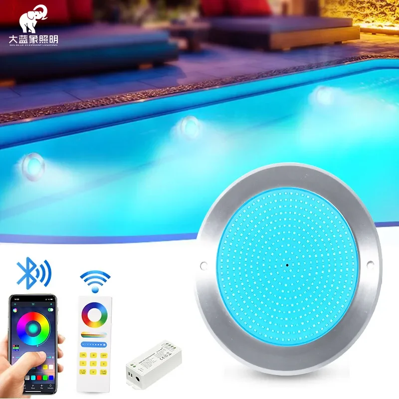 RGB LED Underwater Pool Light 316SS - Wireless Bluetooth/WiFi App Controlled Diving Light, Full Glue