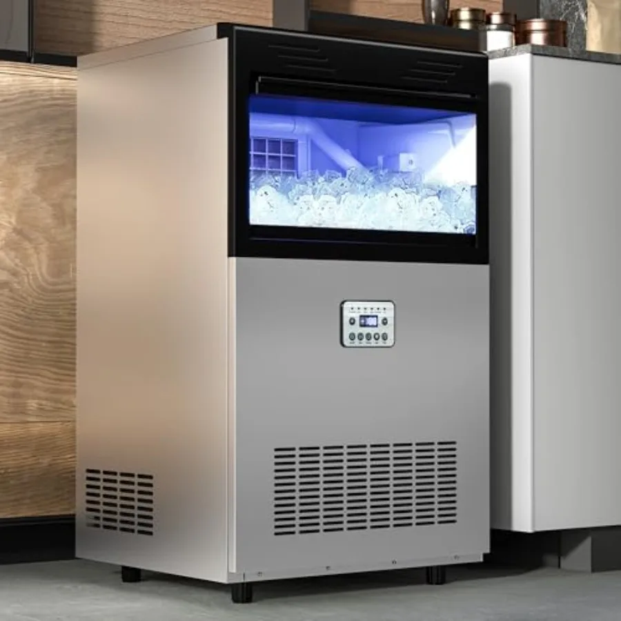 

Under Counter Ice Maker Machine 132lbs, ETL DOE Certified Commercial Ice Machine for Home Cafe Bar Restaurant, Stainless Steel