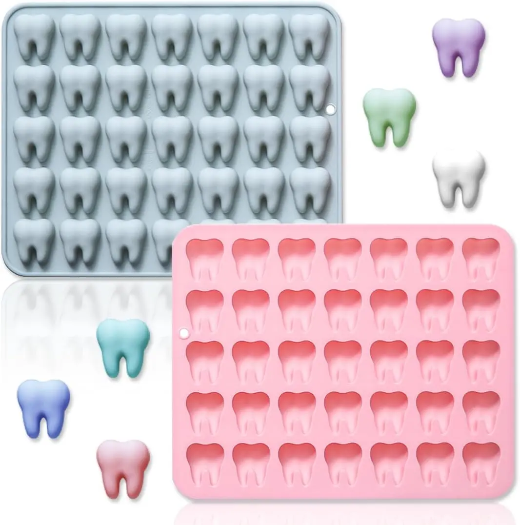 Mini Tooth Silicone Mold 35 Cavity 3D Small Teeth DIY Baking Mould Cake Decorating Tools for Chocolate Gummy Candy Resin Mold