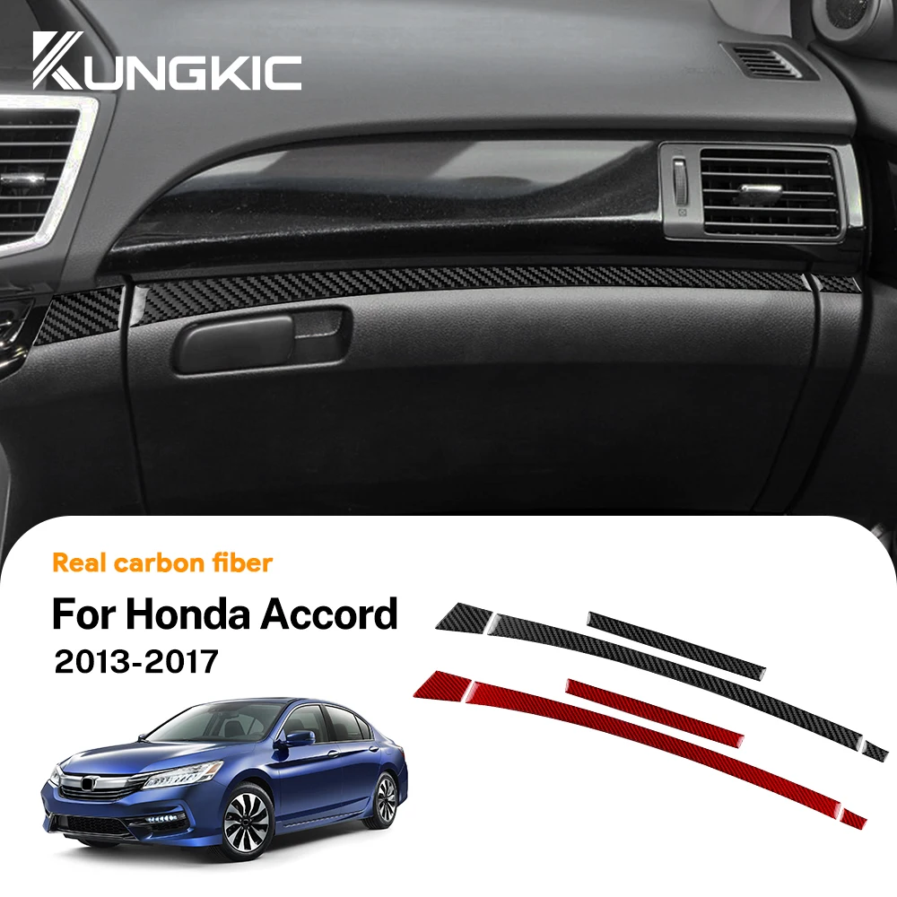 

Автомобильная полоса для инструментов второго пилота для Honda Accord 2013 2014 2015 2016 2017, левая наклейка из настоящего мягкого углеродного волокна, аксессуары для отделки