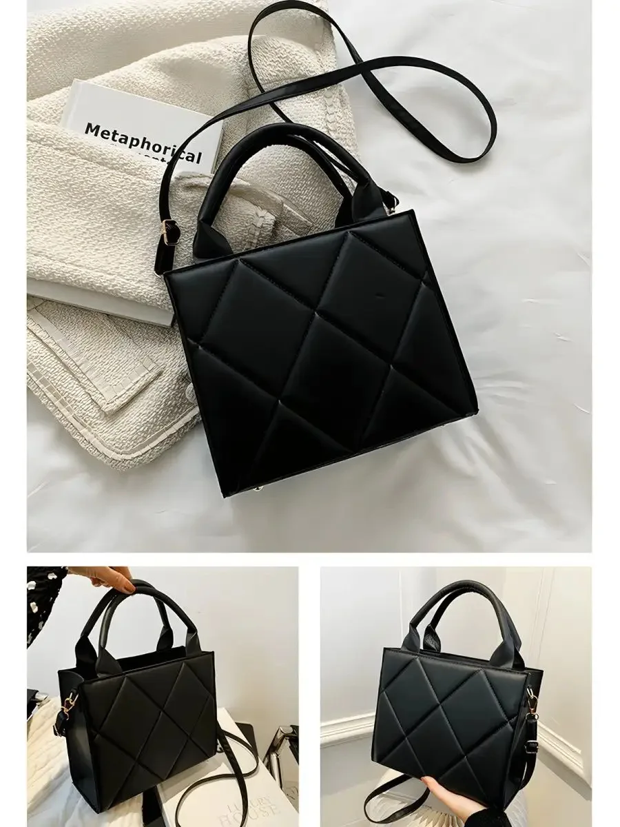 

2026 New Women's Handbag: Minimalist Black Large Capacity Shoulder Crossbody Bag Commuter Tote Bag for Daily Outings
