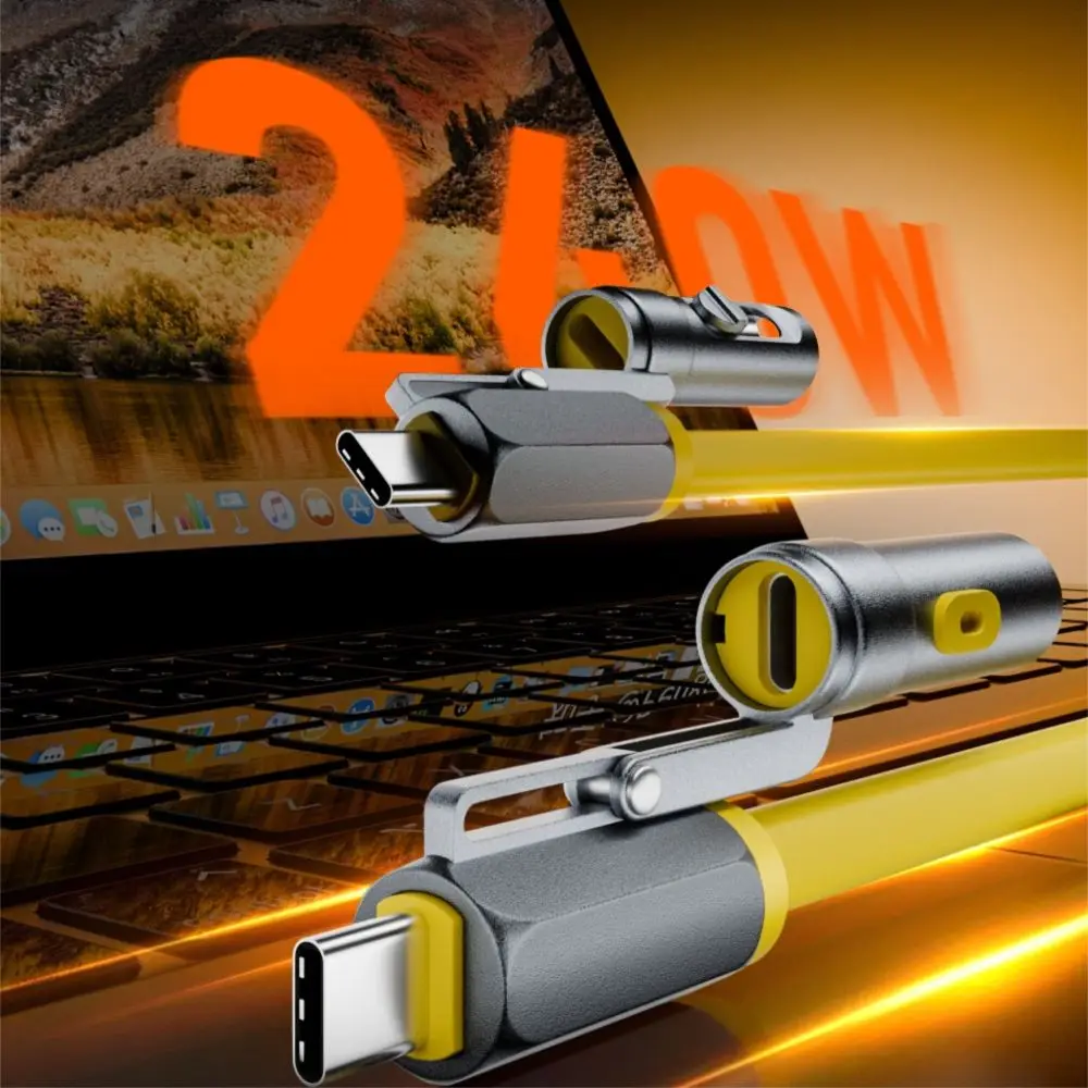 with Hidden Blade Outdoor Charging Cable 240W PD 3.1 Fast Charging Charging Adapter Zinc Alloy E-Marker Chip