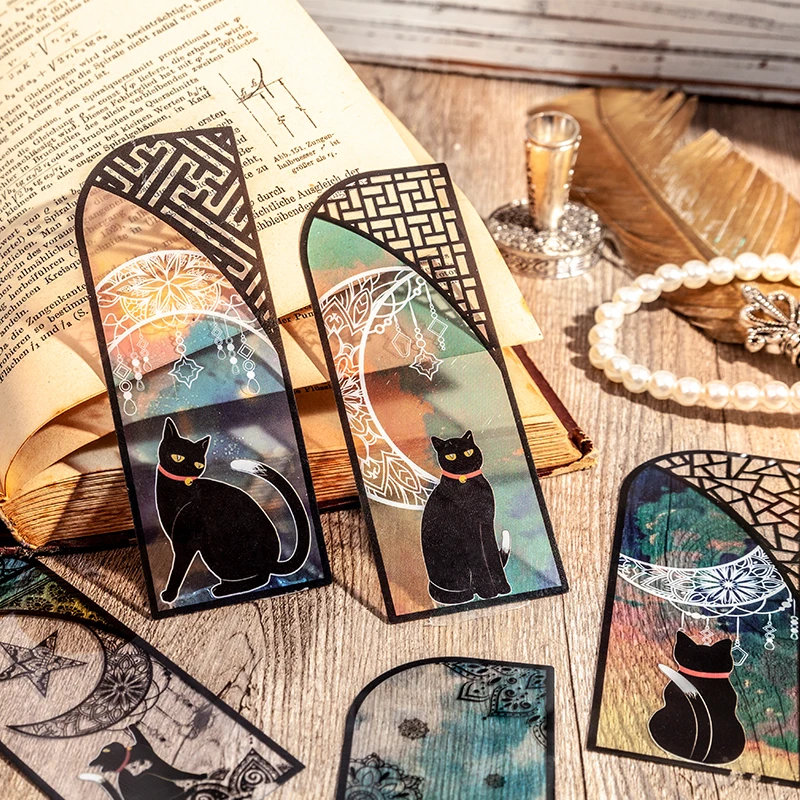 6 Marcadores de Libros con Diseño de Gato, Decoraciones para Revistas y Libros, Marcadores de Páginas con Número, Suministros de Papelería para Estudiantes