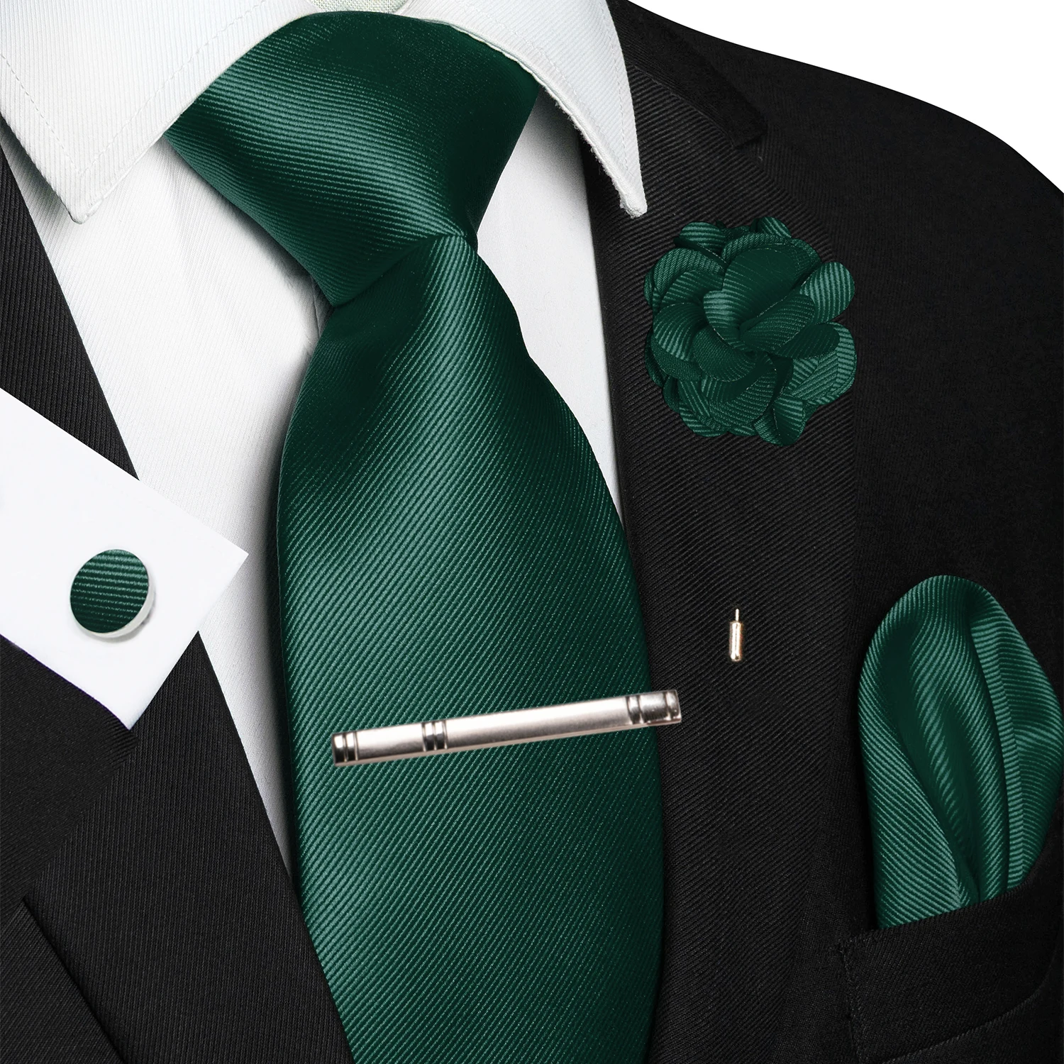 JEMYGINS สีฟ้าผ้าไหมแต่งงาน Tie สําหรับผู้ชาย Hanky Cufflink เข็มกลัดของขวัญ Mens Elegant เนคไทแฟชั่นธุรกิจ Dropshipping
