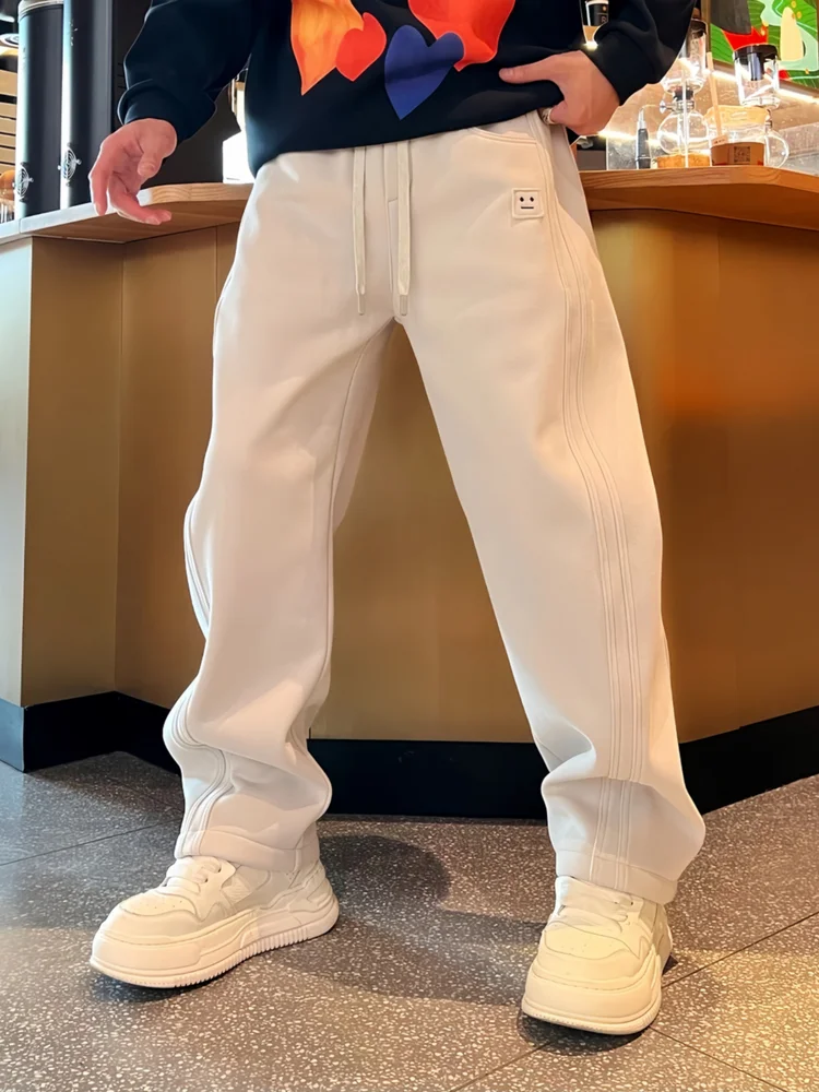 

New 2026 Men's Casual Sports Pants Straight Leg Loose Fit Fce Lined Luxury Harlan Long Trousers Daily Wear Busin Casual
