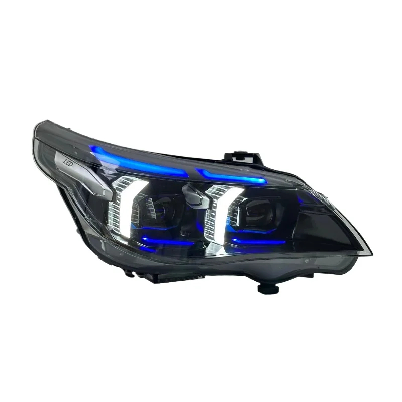 -For Upgraded LED Headlight Assembly for E60 2003-2010 Blue Eyebrow Thunder Edition LED DRL Sequential Turn Signal Front^